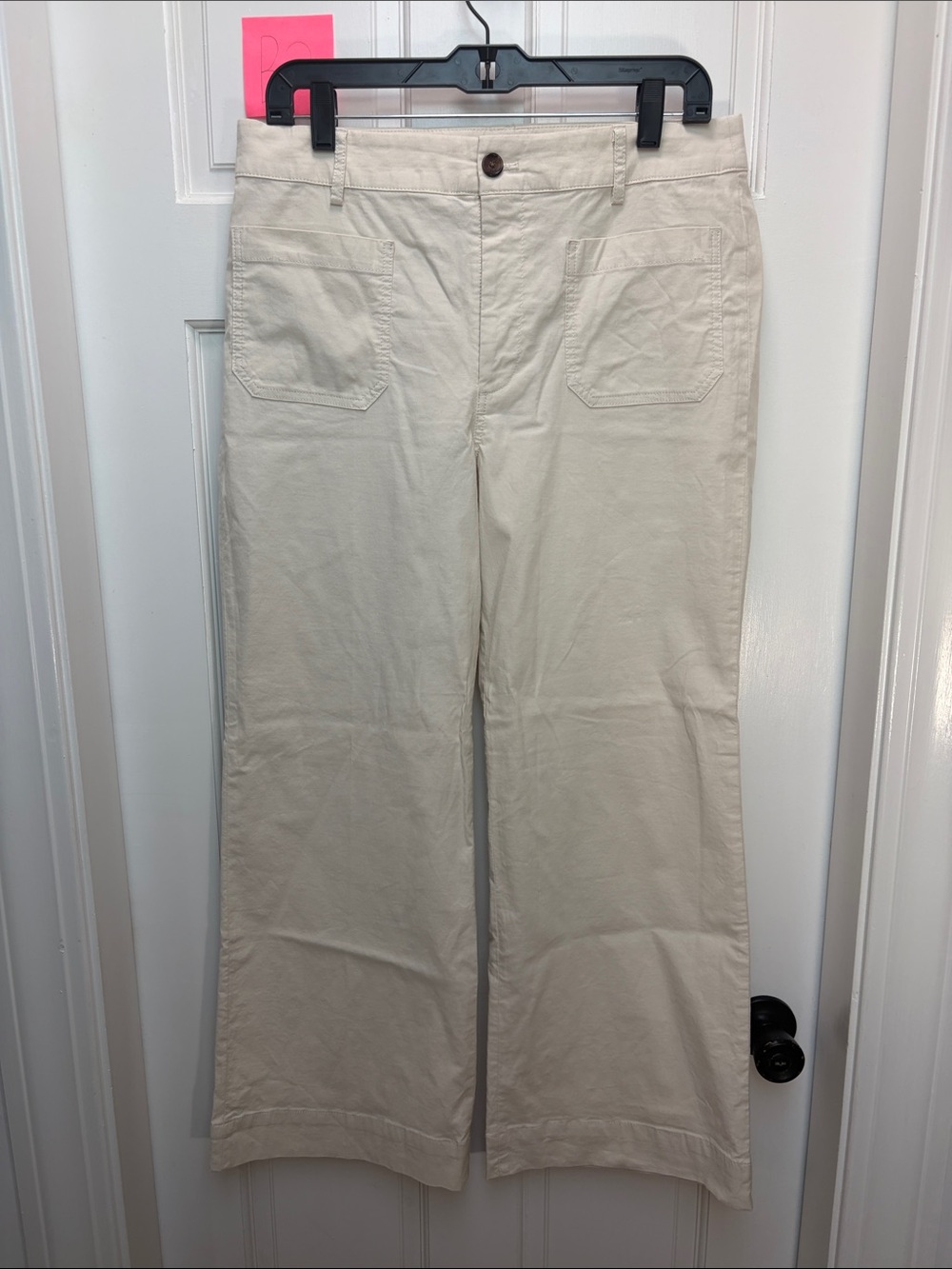 J. Crew Cream Wide-Leg Chino Pants